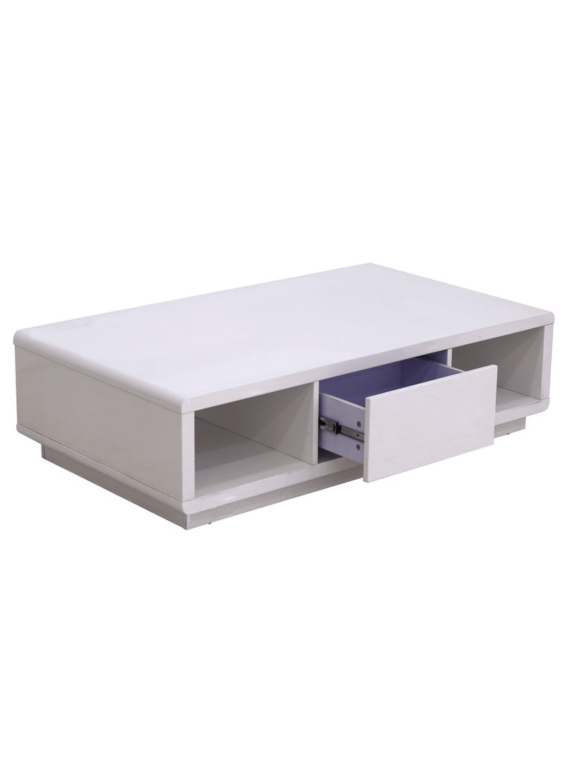Concent Modern Concept Coffee Table – Gloss White with Smart Storage Drawer and Open Shelves - Image 3